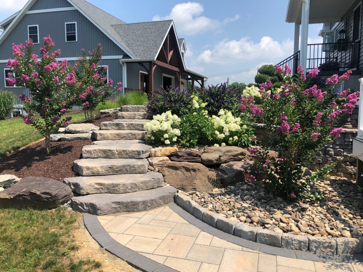 beautiful hardscape steps and patio walkway by backyard living in strasburg