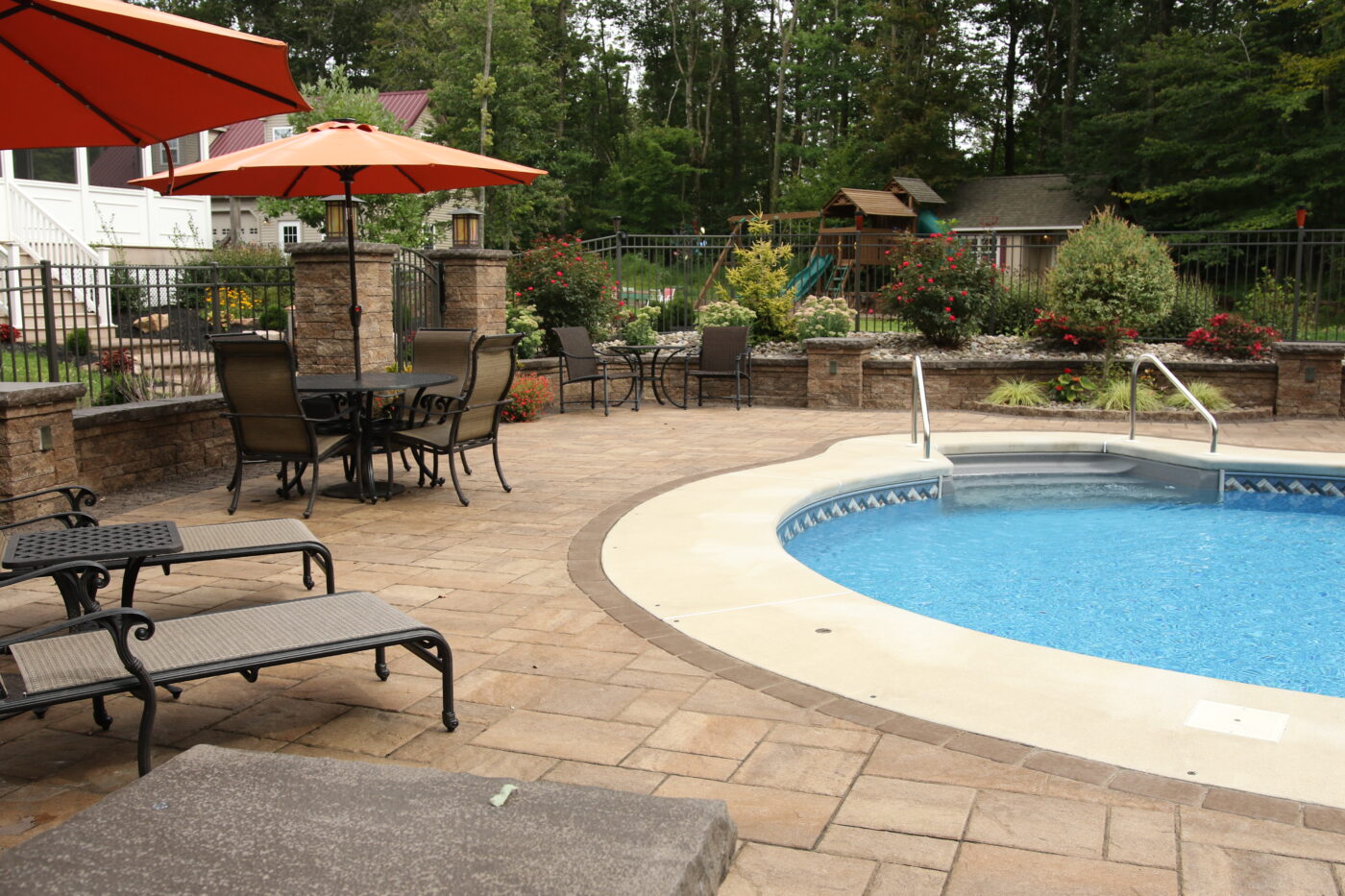 A Complete Hardscape Installation 10 A Swimming pool and patio Hardscape installation in Morgantown, PA.