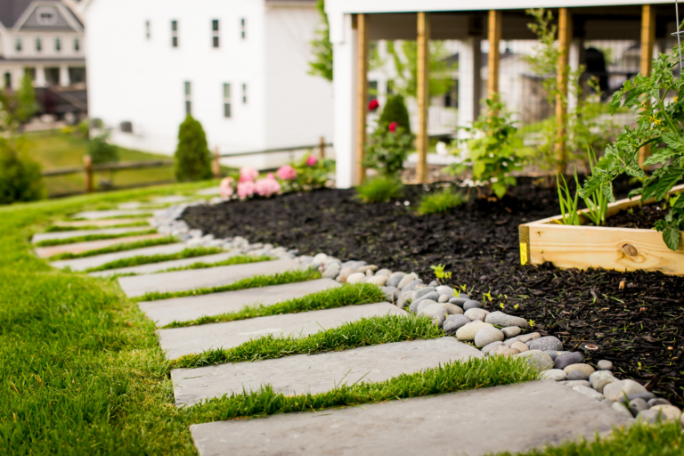 A Custom Walkway To A Fire Pit Patio 10 Custom Patio and walkway Hardscape Installation in West Chester, Pa