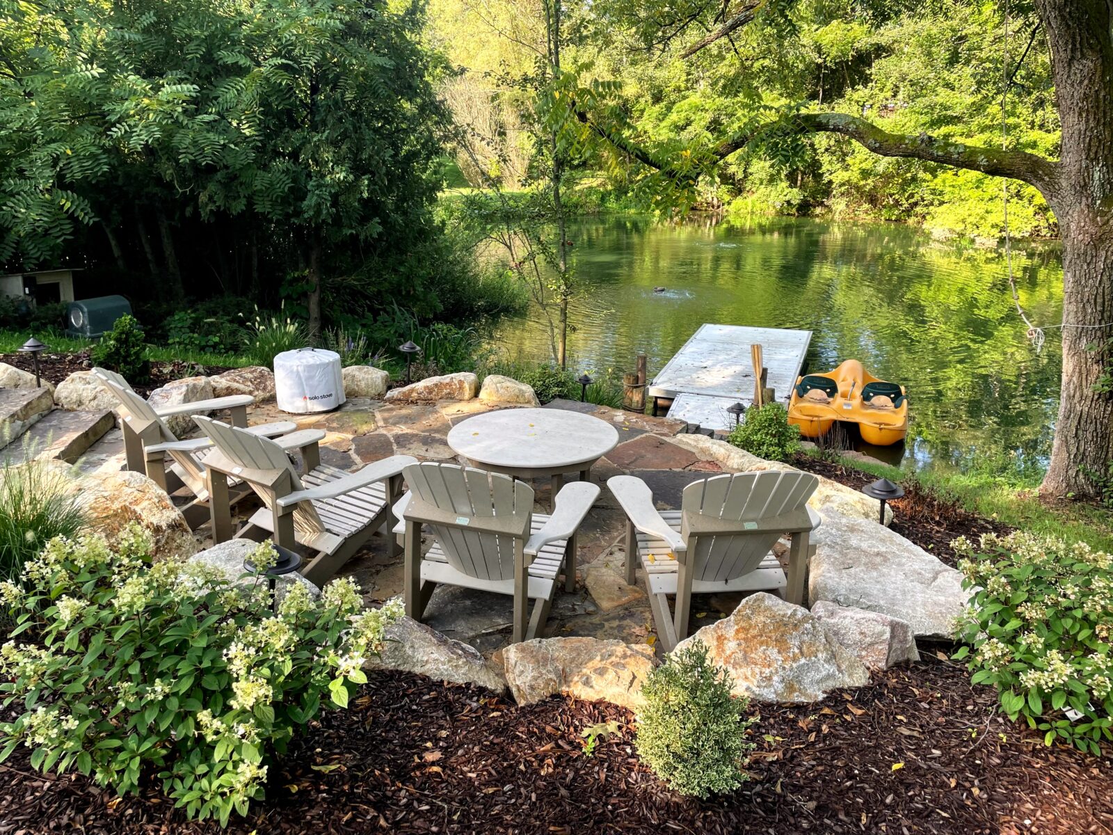 Patio and walkways down to the river In Douglasville, Pa (1)