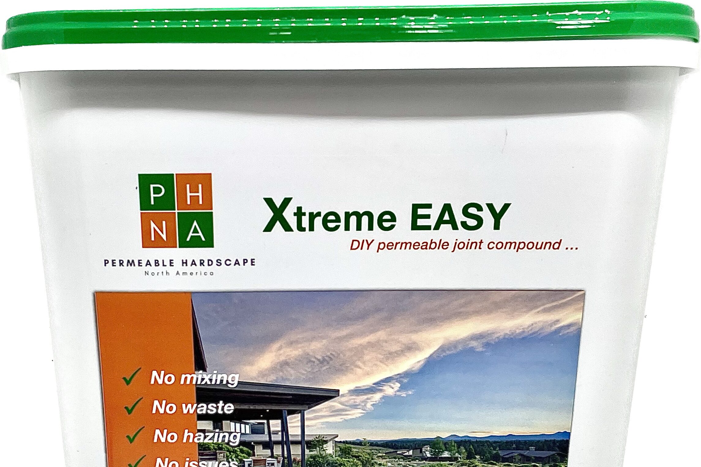 Container of PHNA Xtreme EASY permeable joint compound for patios (cropped image)