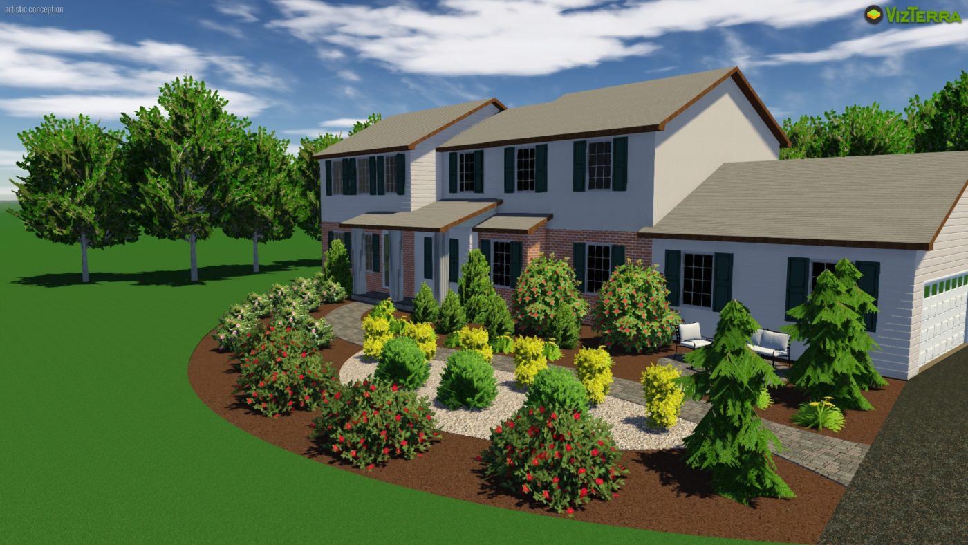 3D Custom Designs 8 front yard landscape design