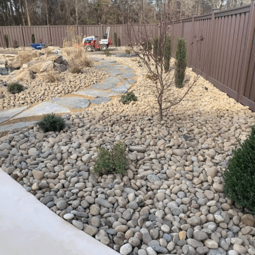 beautiful walkway with 1-2 inch new england river rock for sale
