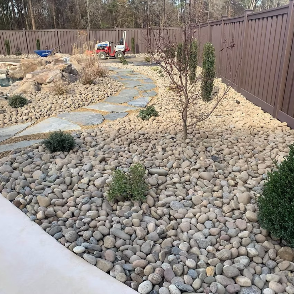 beautiful walkway with 1-2 inch new england river rock for sale