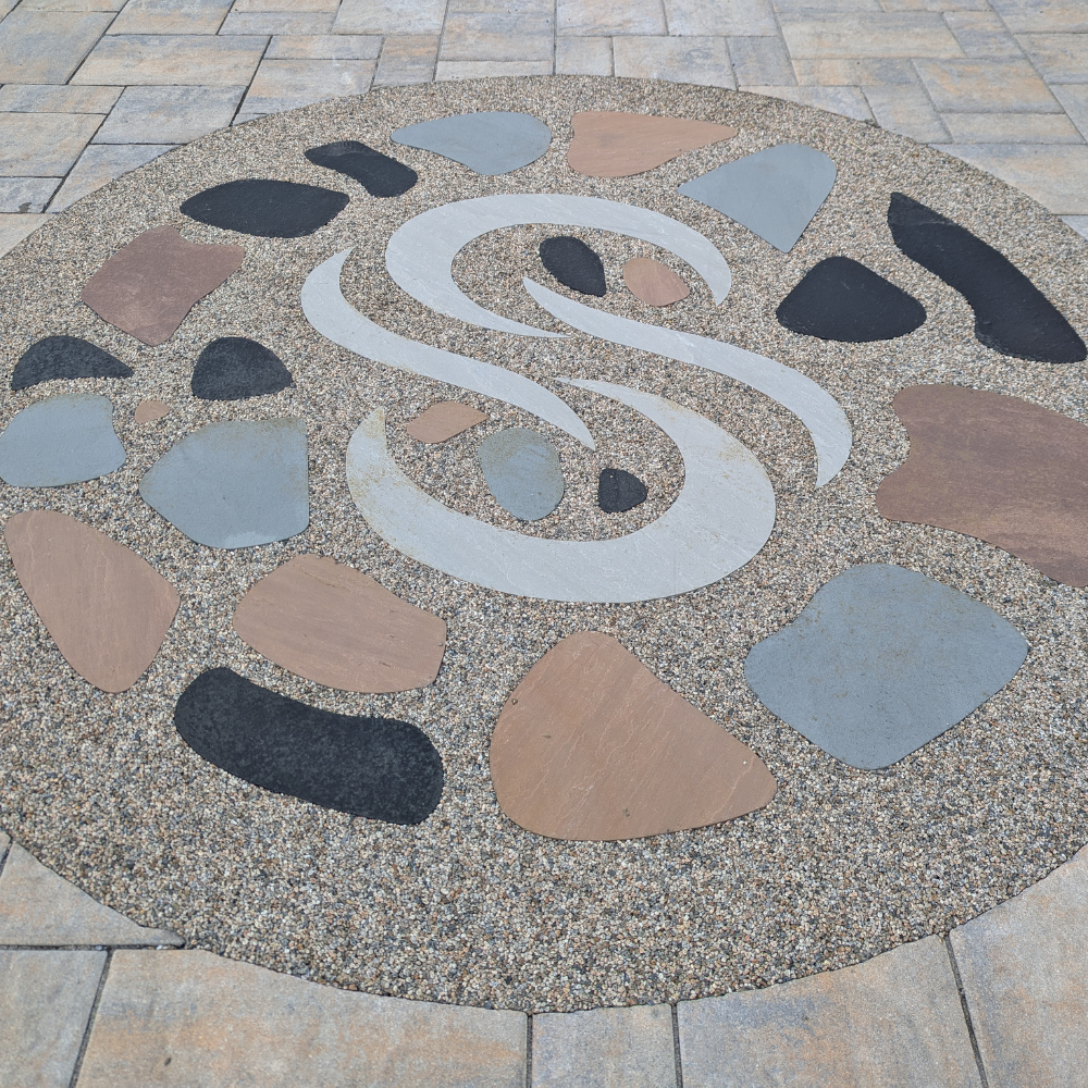 photo of a finished design with washed gravel earth color for sale